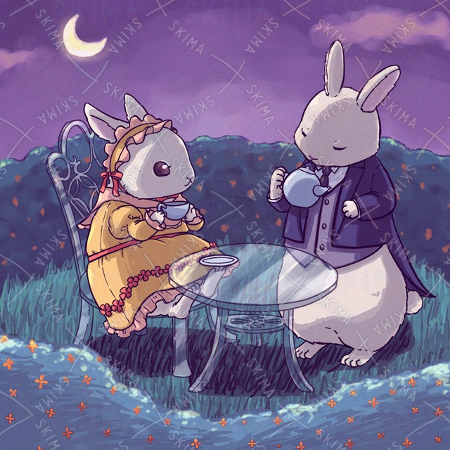 【イラスト】うさぎのお茶会