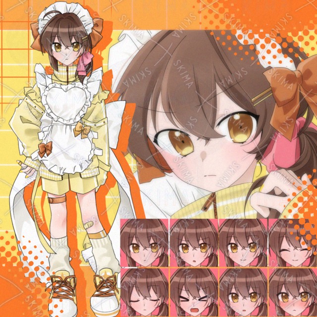 【一枚絵付属】黄色基調の茶髪ジャージメイドの子