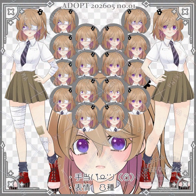 Image of Female Student Standing Illustration Pack: 6 Custom Parts, 8 Expressions, TRPG Ready