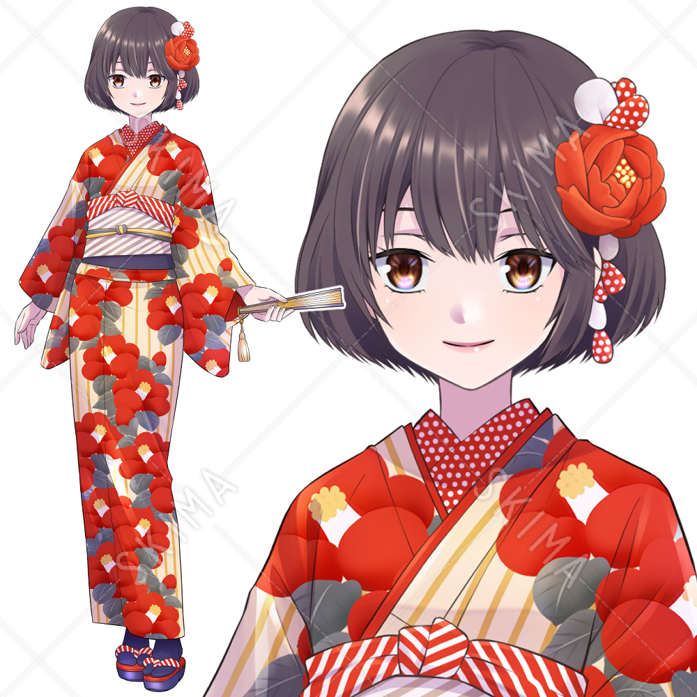 着物椿少女 表情差分３種 スキマ スキルのオーダーメイドマーケット Skima