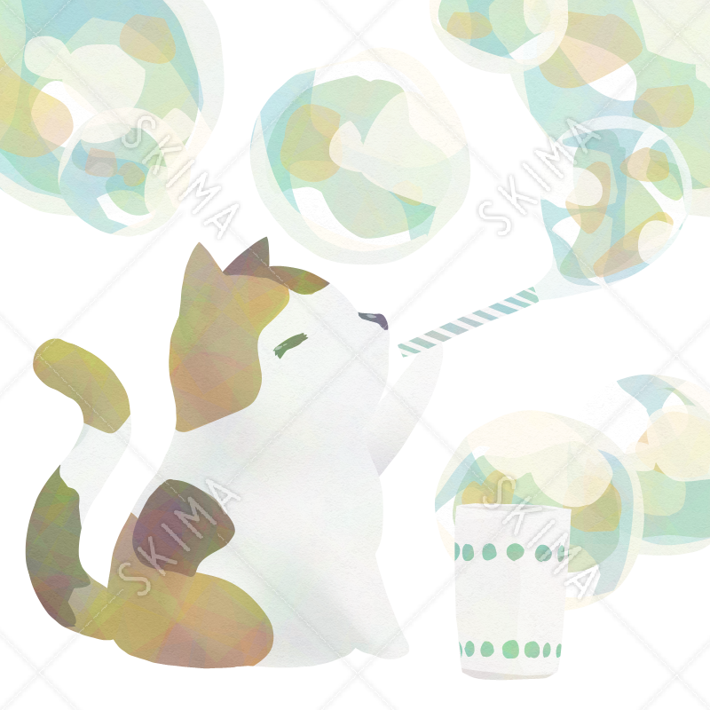 販売期間 7 10 アイコン シャボン玉で遊ぶ猫 スキマ スキルのオーダーメイドマーケット Skima