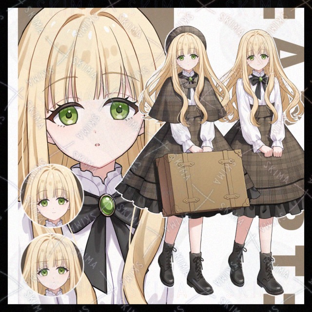 Image of Detective-Style Girl: 6 Expressions, Costume Variations, and Bag