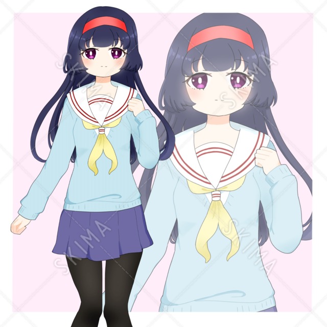 【表情6種】カチューシャの女の子