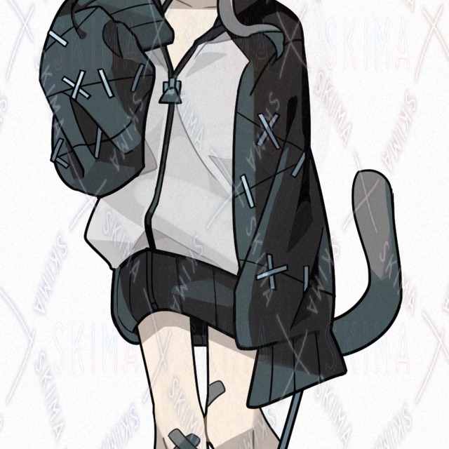 Image 6 of Patchwork Black Cat Girl (7 Expressions)