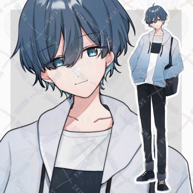 大学生風・私服の青年【全身立ち絵・表情7種 】の商品画像
