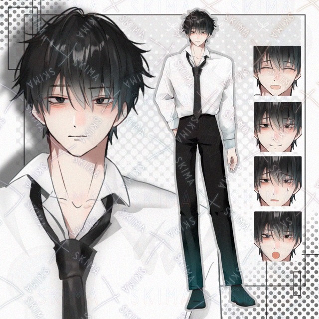 Image of Standing Illustration: Male, Black Hair
