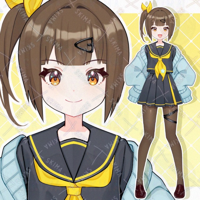 Image of 8 Expression Variations: Girl in a Black Sailor Uniform