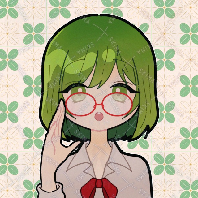 【メガネ有無差分アリ】SNSアイコン 緑髪メガネ女子