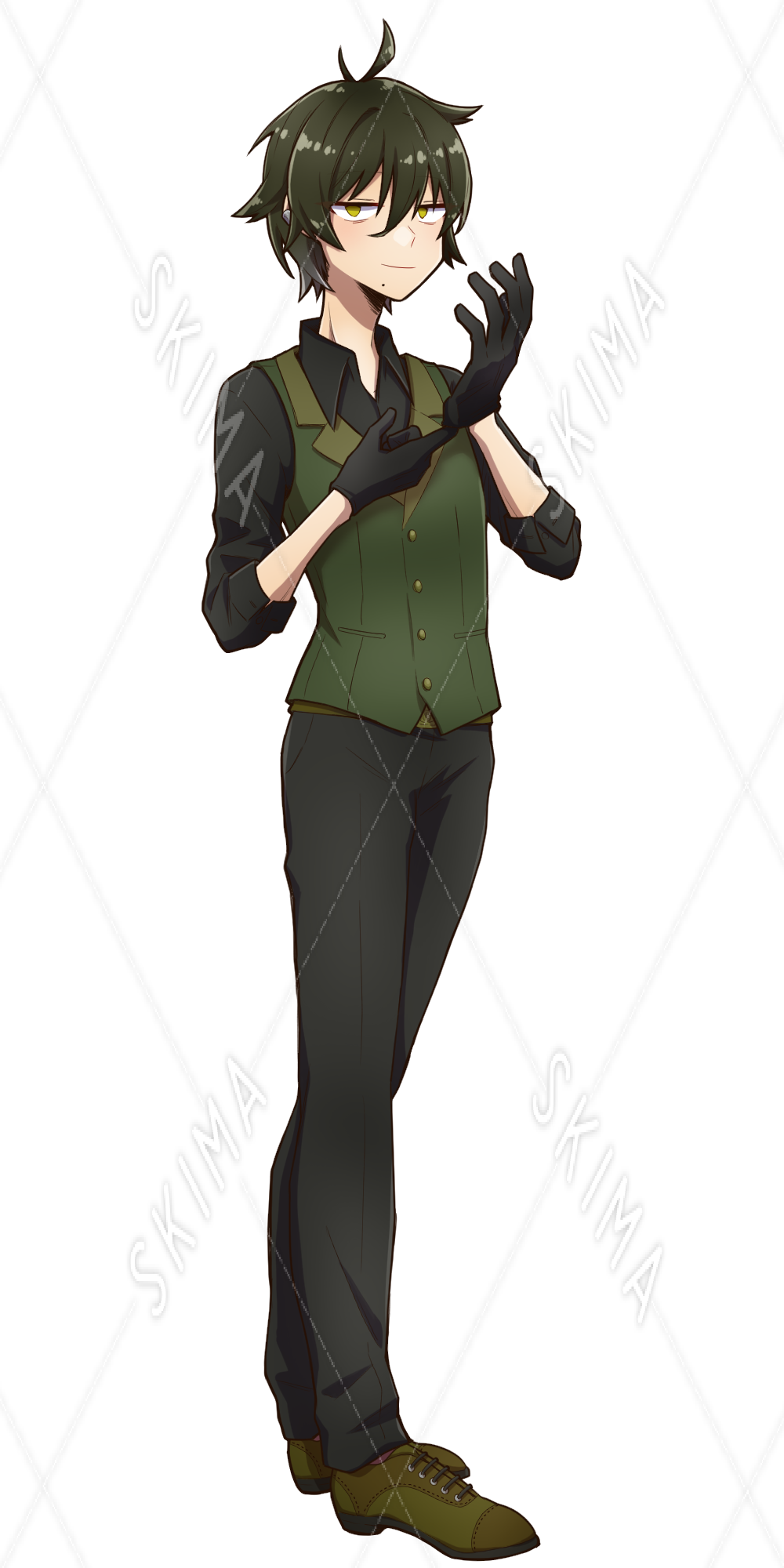 全身立ち絵 黒手袋の三白眼ジト目な男性 表情10種 スキマ スキルのオーダーメイドマーケット Skima