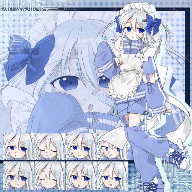 【一枚絵付属】青白基調のジャージメイドの子