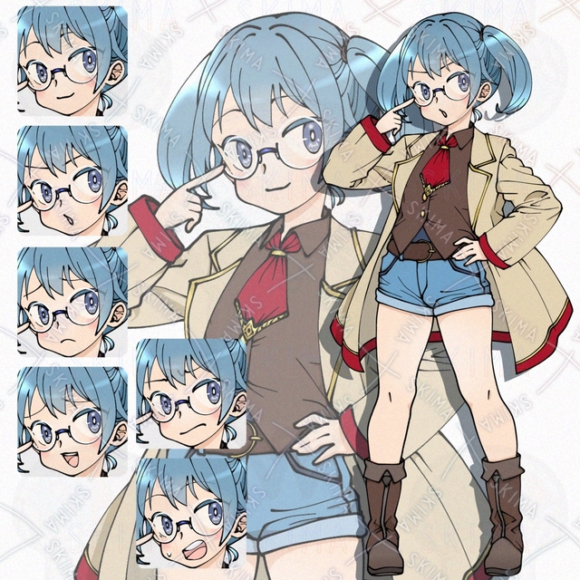 【表情6種】めがねツインテちゃんの商品画像