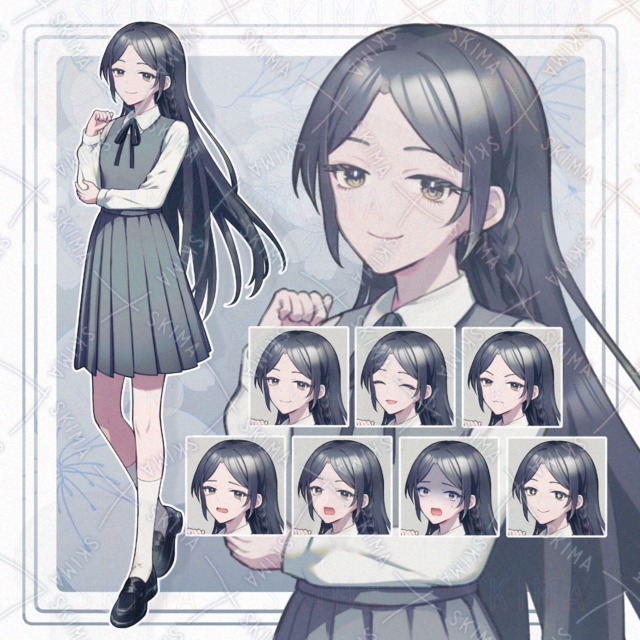 【表情7種】制服っぽい女の子