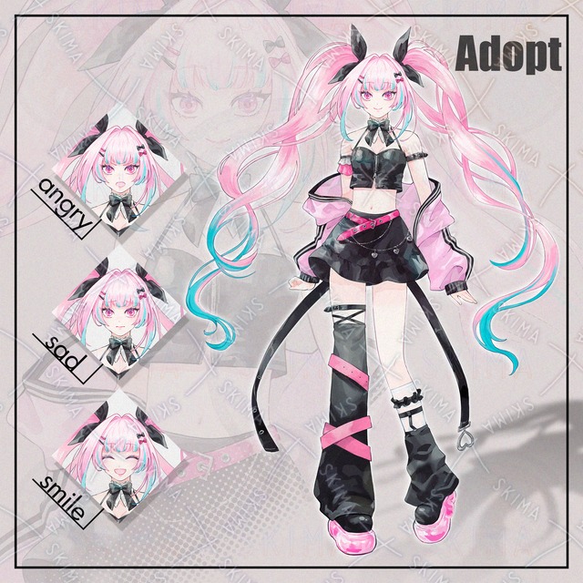 Image of 4 Expression Variations: Twin-Tailed Girl