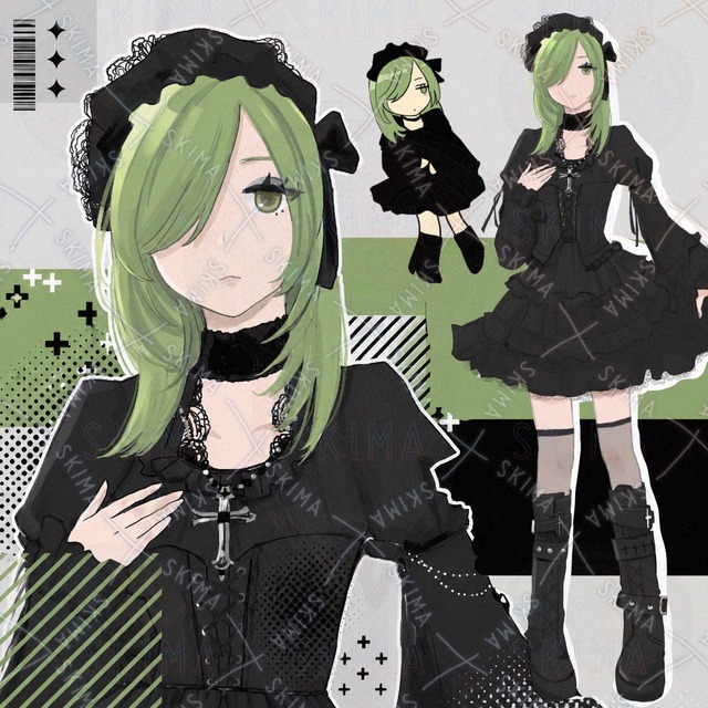 緑髪ゴスロリ女子