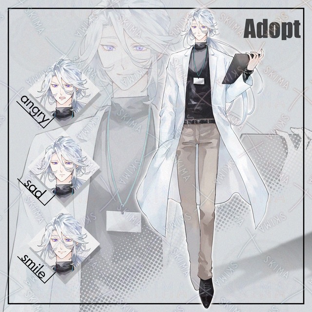 Image of 4 Expression Variations: Man in a White Coat