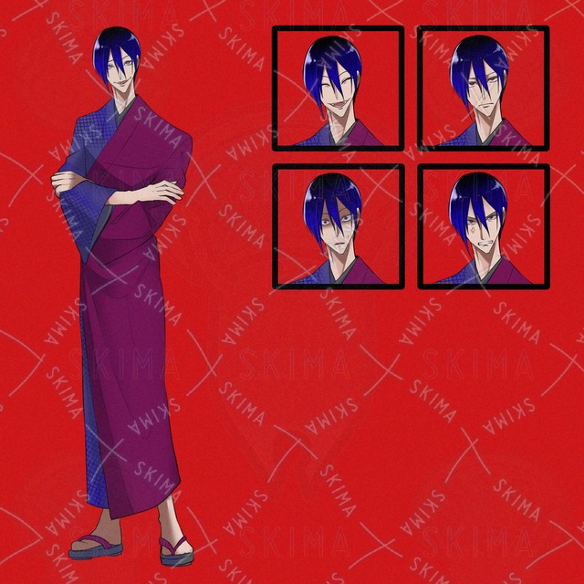 【片身替わり和服】男性立ち絵