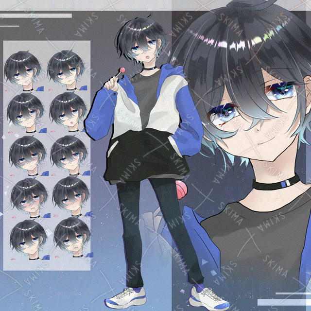 【表情10種】パーカー男子