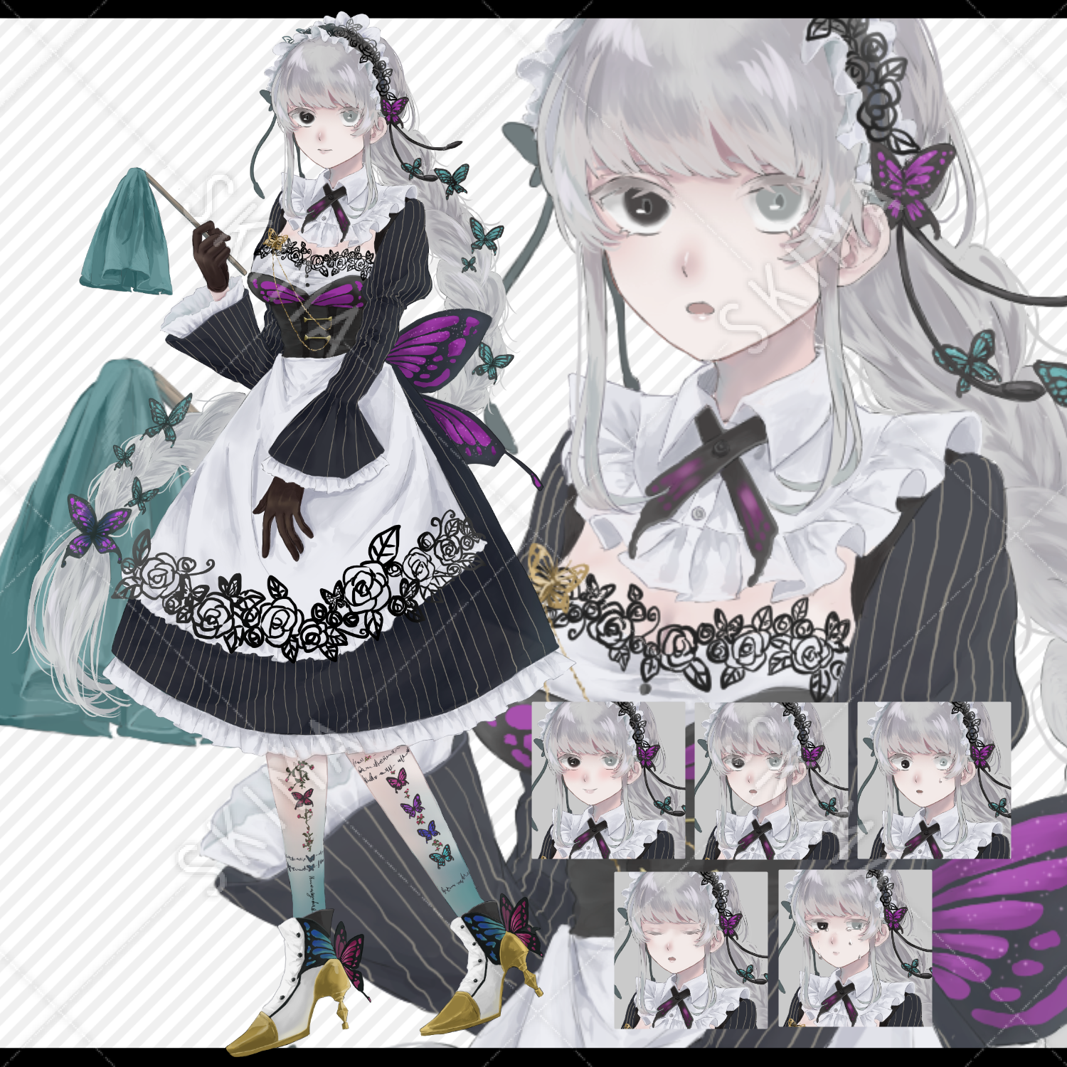 銀髪メイド 蝶モチーフ 値下げ スキマ スキルのオーダーメイドマーケット Skima