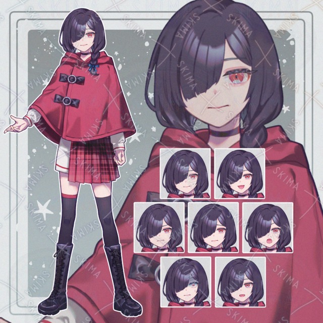 【表情7種】赤コートの女の子