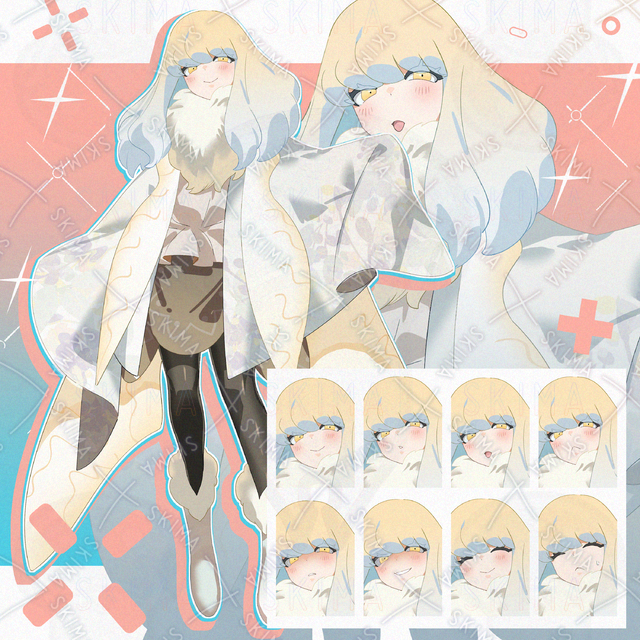 【表情8種】蛾っぽい白い女の子