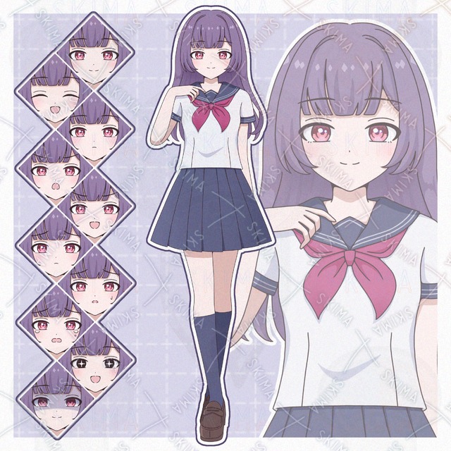 セーラー服の女の子(表情10種)
