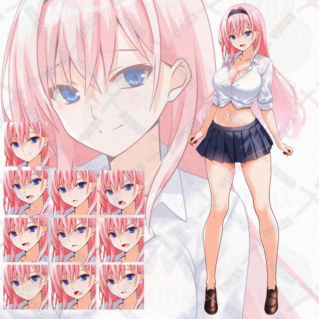 【表情10種】ミニスカカチューシャ少女