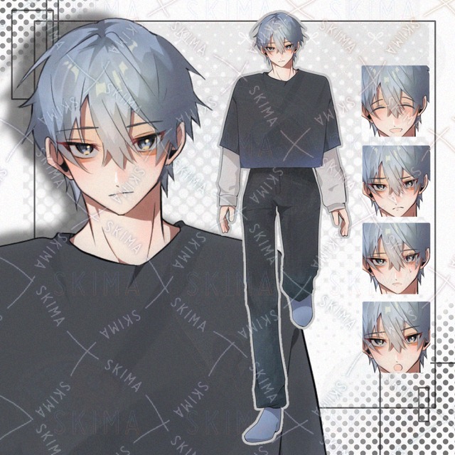 Image of Standing Illustration: Male, Blue Hair