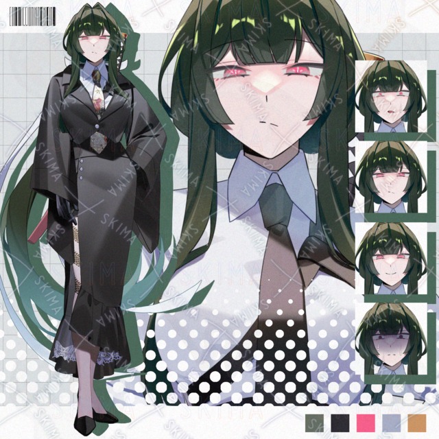 Image of Japanese-Style Suit Woman with Sword – 7 Facial Expressions + Jacket Variations