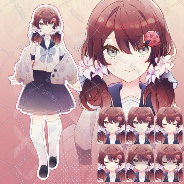 セーラー服とてんとう虫の女の子【表情差分7種】
