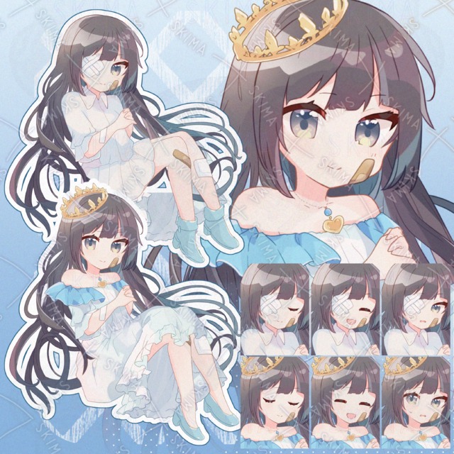 白ワンピース＆水色ドレスの少女【服装差分1種・表情差分8種】