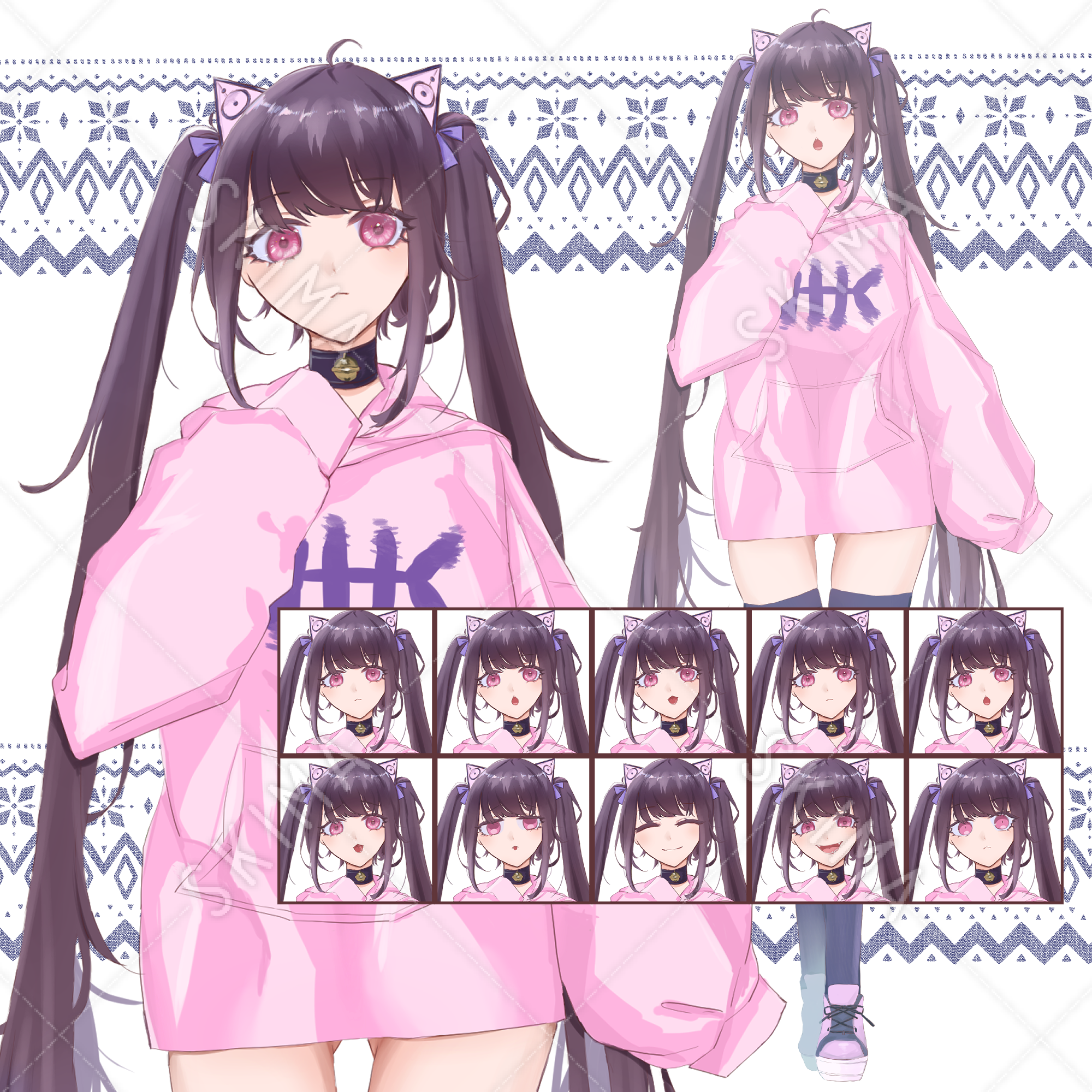 地雷系パーカー少女 表情10種 スキマ スキルのオーダーメイドマーケット Skima