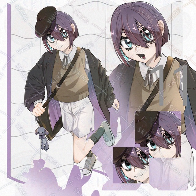【表情6種+帽子オフ3種】ちょっと不穏な子