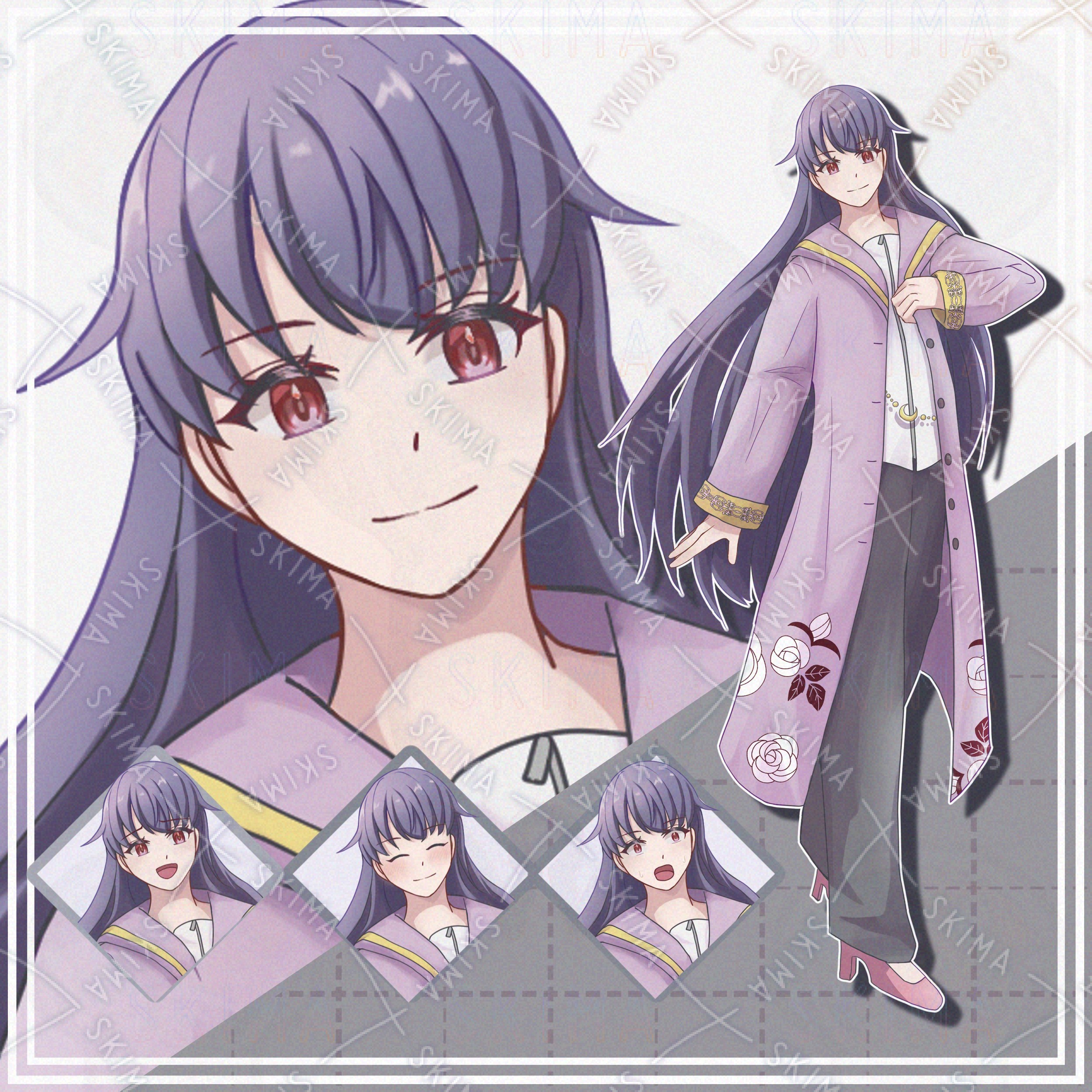 表情10種】紫長髪のコート服女子【立ち絵】 | SKIMA（スキマ）