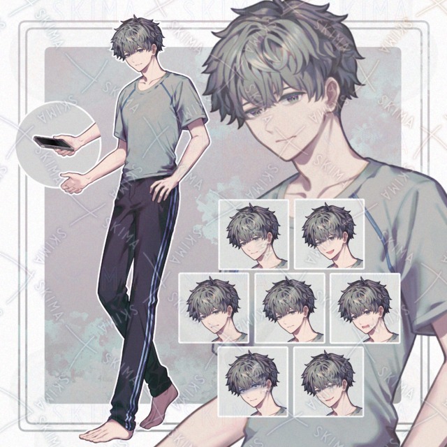 【表情7種＋&alpha;】部屋着の男性