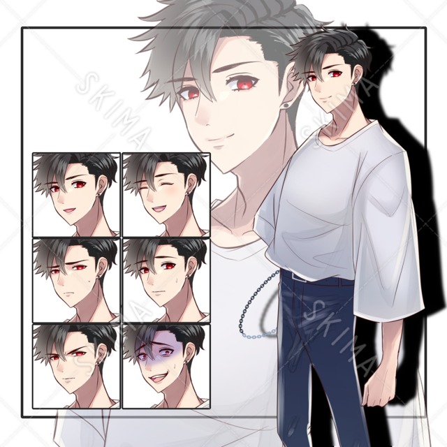 爽やかな黒髪青年【全身立ち絵・表情7種】