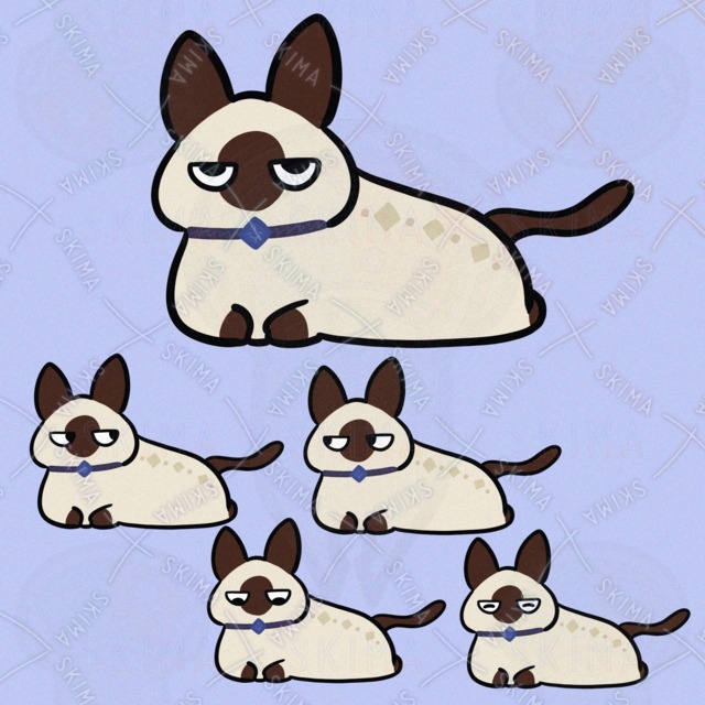 Image of Diamond-Loving Siamese Cat (5 Expressions)