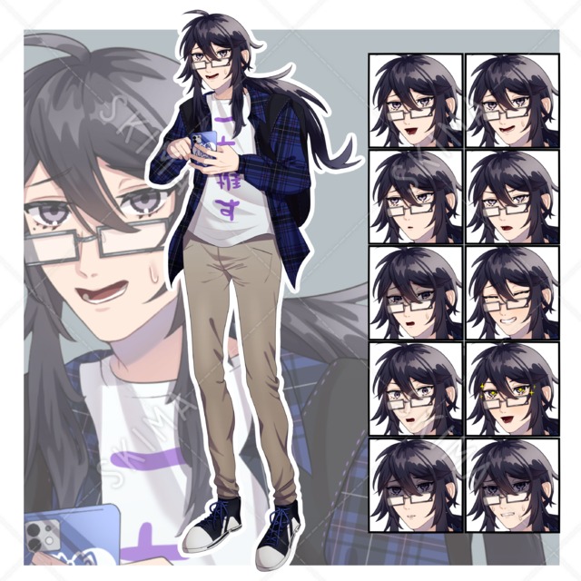 陰気なオタク青年【表情差分10種】