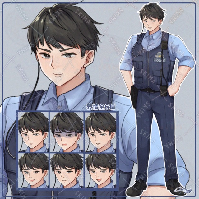 Image of 6-Variation Male Police Officer Digital Product
