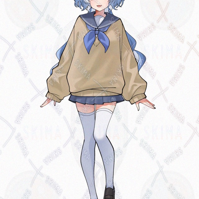 adopt.105 하늘색 교복 소녀 (표정 5종) 상품 이미지 2번째
