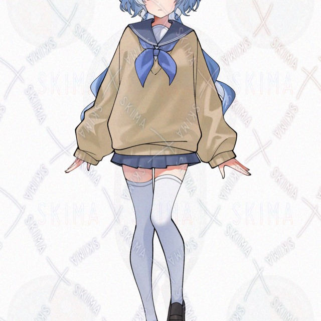 adopt.105 하늘색 교복 소녀 (표정 5종) 상품 이미지 6번째