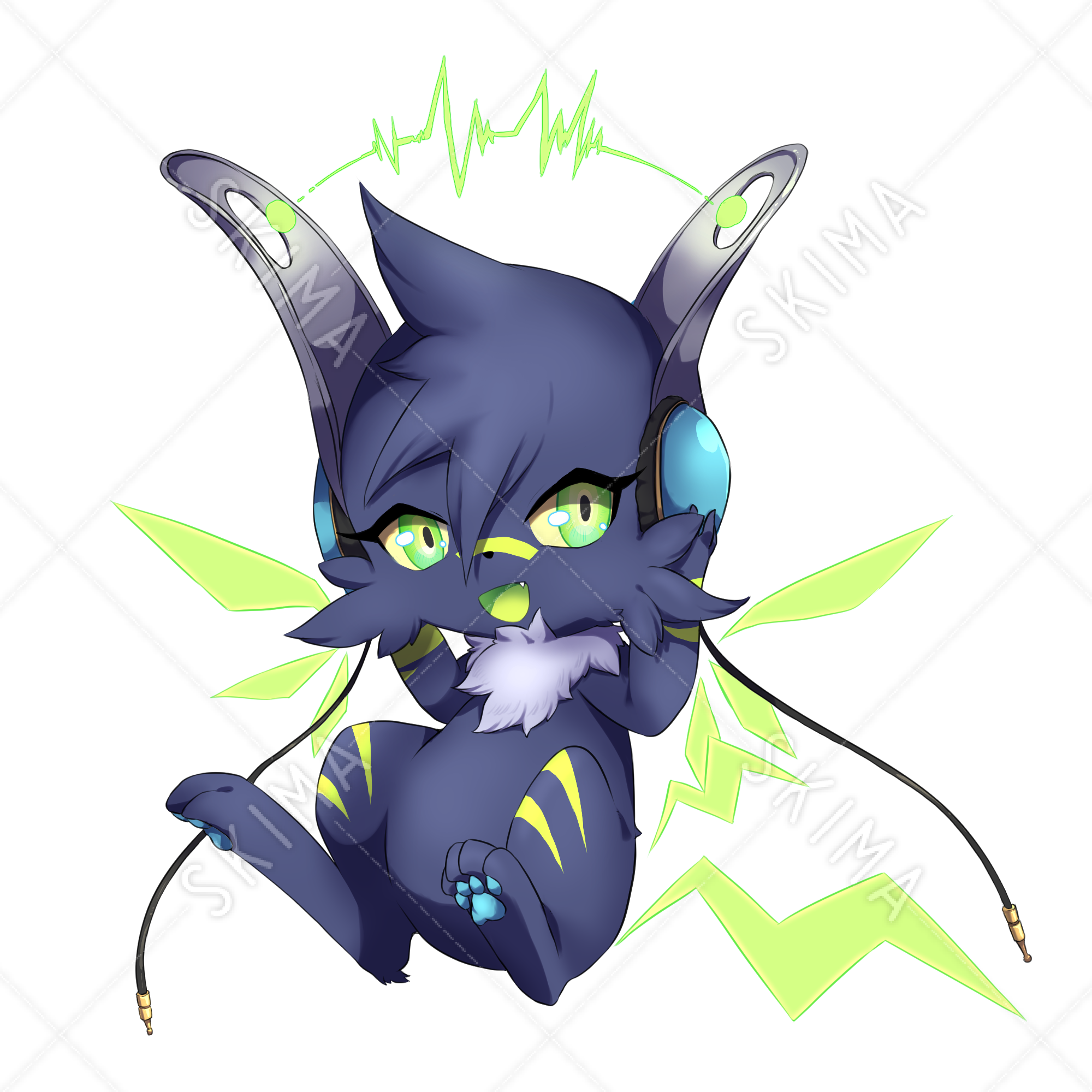 マスコット風 92 黄緑のヘッドフォンっ子 スキマ スキルのオーダーメイドマーケット Skima