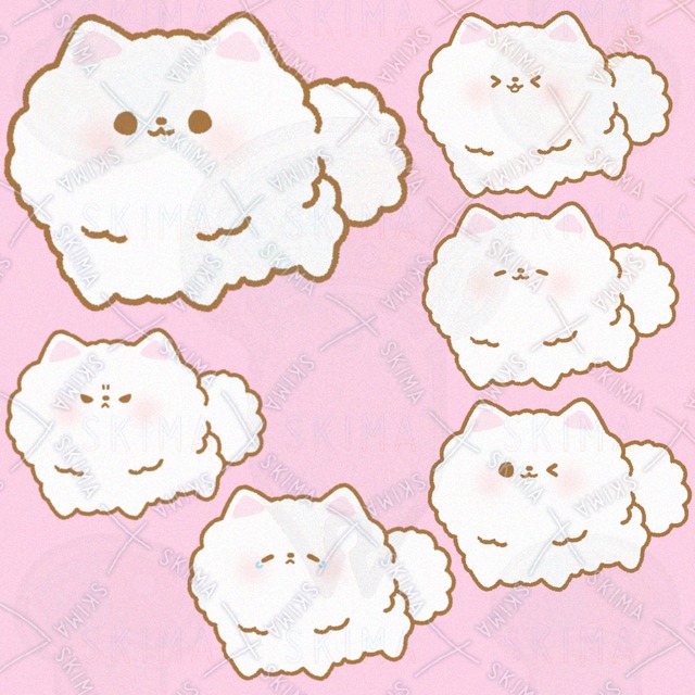 白いポメラニアン（表情差分6種）