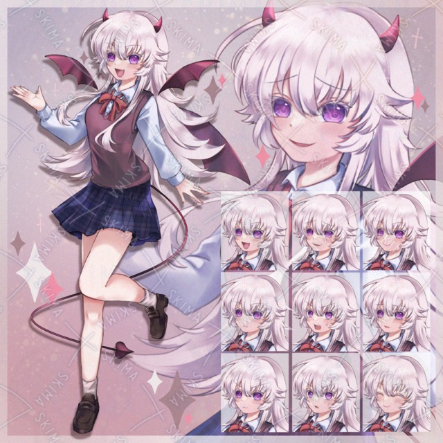 小悪魔っぽい制服女子【表情9種+羽根としっぽ差分】