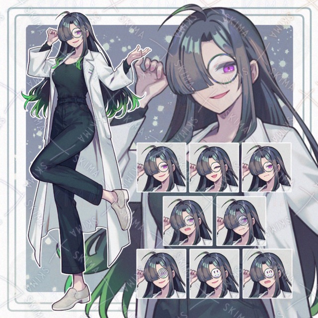 【表情8種】眼鏡白衣の女の子