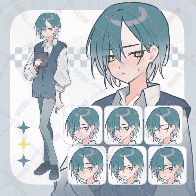 【表情6種】クールな学生