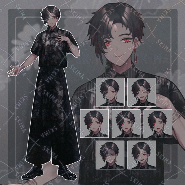 【表情7種】赤い目の男の子