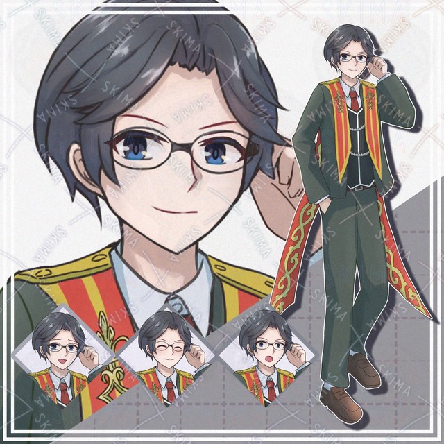 【表情10種】黒髪眼鏡の男の子【立ち絵】