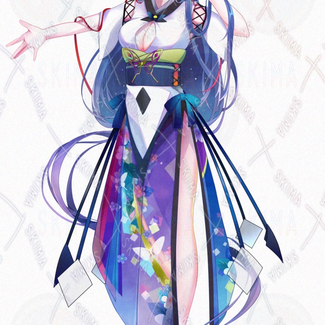 Image 3 of Blue Japanese-Style Girl (Removable Background)