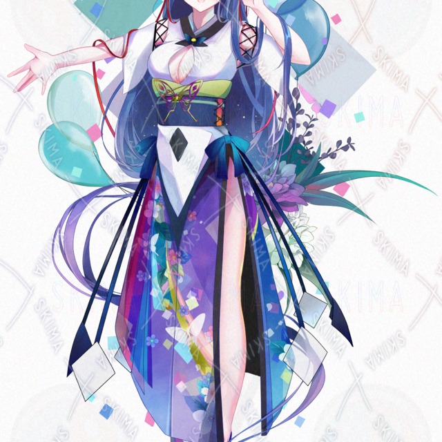 Image 8 of Blue Japanese-Style Girl (Removable Background)