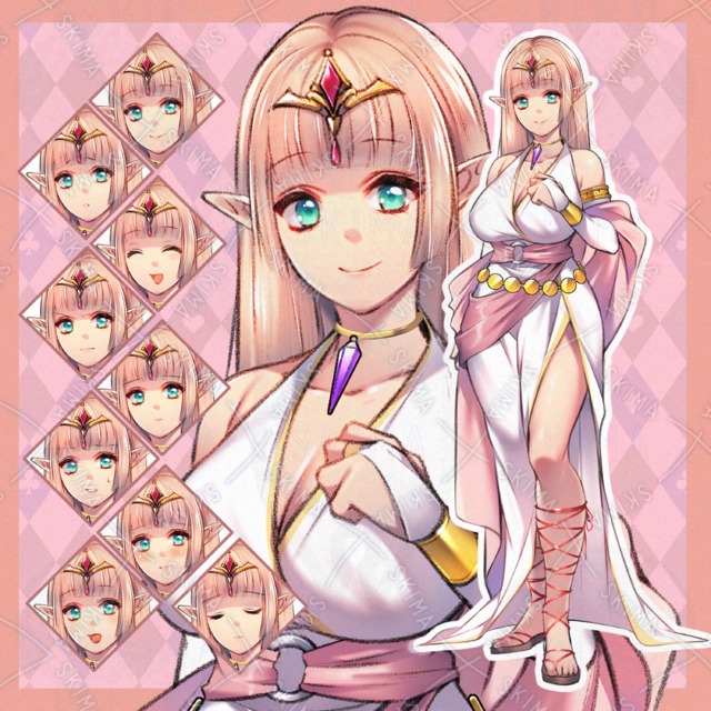 【表情9種】エルフの女性